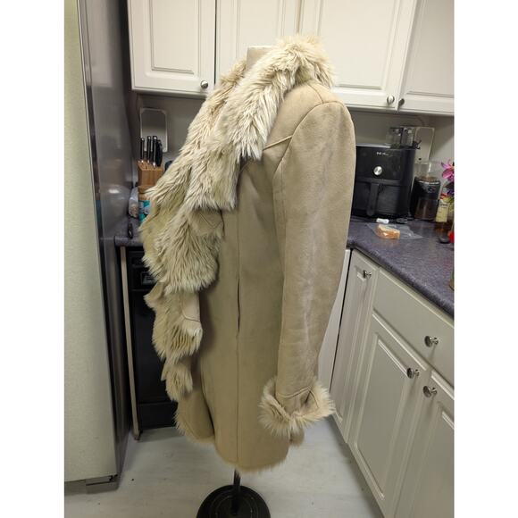 Donna Salyers Fabulous Furs Luxe Like New Faux Fur Shearling Tan Overcoat Small - Picture 7 of 16